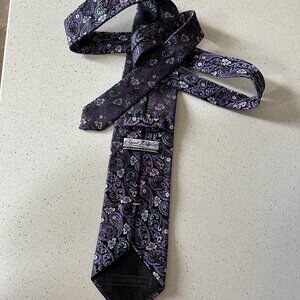 Berend DeWitt Purple Paisley Floral Tie Designer 100% Silk Made in Italy Luxury